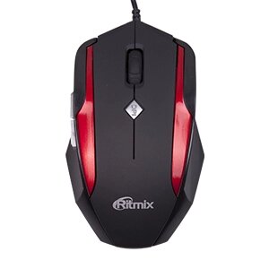 Мышь RITMIX ROM-307 , черно-красный, 6 кн, 800-2400 Dpi, блистер