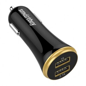 ЗУ Автомобильное SmartBuy TURBO 1x2.1A,1x1 А, черное, 2 USB (SBP-2020)