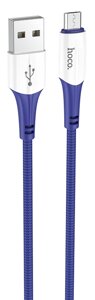 Кабель HOCO MicroUSB X70 нейлон 2.4A 1м (Blue)