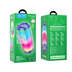 Колонка портативная Hoco HC8 10W 1800mAh с пульсирующим светящимся динамиком Blue д