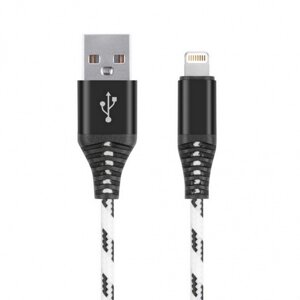 Кабель Smartbuy USB - 8-pin для Apple, нейлон, защита от переламыв., 2.0 м, до 2А, бел. (iK-520cm-2)