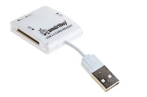 Картридер Smartbuy 713, USB 2.0 SD/microSD/MS/M2, белый (SBR-713-W)