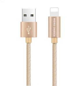 Кабель More choice USB - Lightning K11i 2.0A нейлон 1м + держатель для кабеля (Gold) в Ростовской области от компании Медиамир