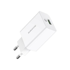 ЗУ Сетевое Borofon BA21A Long journey 1*USB 3A, QC 3.0 18W блистер White сп