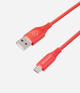 Кабель Breaking Silicone, USB - Micro USB, 2.4A, 1м (Красный) коробка (21621)