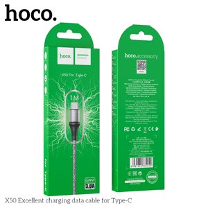 Кабель USB-TypeC Hoco X50 3.0A нейлон 1м Grey