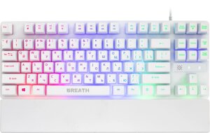Клавиатура Defender игровая Breath GK-184 RU, белый, LED радужная,87кнопок , подставка (45184)