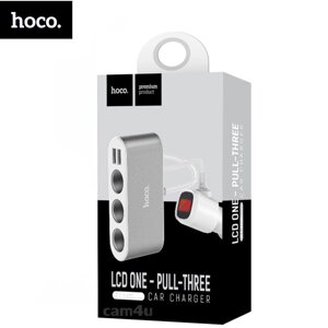 ЗУ Автомобильное HOCO Z13 LCD 2*USB+3 порта прикуривателя, 2,1A White д