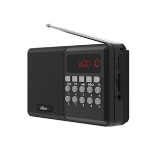 Радиоприемник RITMIX RPR-001 BLACK LED дисплей FM/МР3-microSD/USB, Li-Ion18650
