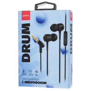 Гарнитура внутриканальная Perfeo DRUM штекер 45° черные (PF_C3207)