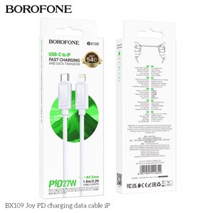 Кабель Lightning - TypeC Borofon BX109ai 2.4A PD 27W ПВХ 1м White в Ростовской области от компании Медиамир