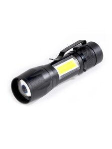 Фонарь светодиодный алюминиевый Smartbuy, 3Вт LED+3Вт COB, АА, черный (SВF-104)/360
