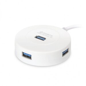 Хаб USB 3.0 Smartbuy с выключателями, 4 порта, СуперЭконом круглый, белый (SBHA-7314-W)/100