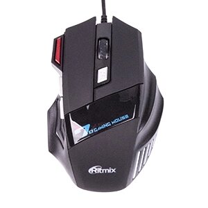 Мышь RITMIX ROM-345 Black, ИГРОВАЯ, 7 кнопок, 800-2400 dpi, коробка