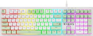 Клавиатура Defender игровая Karon GK-129 RU, бел/зел,108кн+FN, радуж,1.5м (45129)