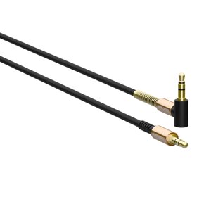 Кабель More choice AUX UK11 3.5mm 1.0м Угловой + держатель для кабеля (Black)
