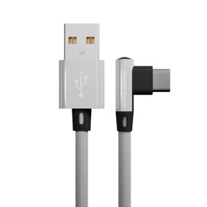 Кабель More choice USB - Type-C K27a 2.1A нейлон 1м Угловой + держатель для кабеля (White)
