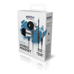 Гарнитура мобильная SmartBuy Model V, пульт управления, микрофон, черн/серая (SBH-012-V-K)/50