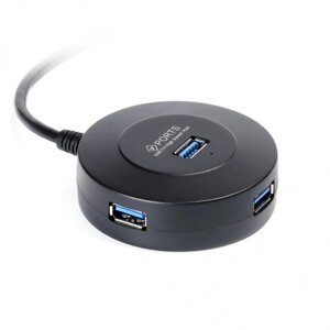 Хаб USB 3.0 Smartbuy с выключателями, 4 порта, СуперЭконом круглый, черный (SBHA-7314-B)/100