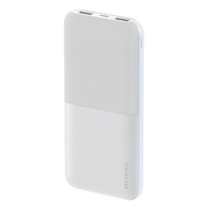 Внешний аккумулятор Breaking P201, 2USB, 10000 mAh,2.1А, 10W. LED, (Белый) (27232)