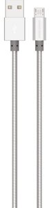 Кабель More choice USB - MicroUSB K31m 2.1A металл 1м + держатель для кабеля (Silver)