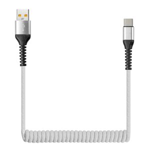 Кабель Smartbuy USB 2.0 - USB TYPE C, SPIRAL ПВХ 1 м, белый BOX (ik-3112sp-NBwhite)/60