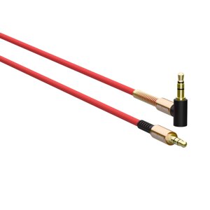 Кабель More choice AUX UK11 3.5mm 1.0м Угловой + держатель для кабеля (Red)