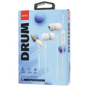 Гарнитура внутриканальная Perfeo DRUM штекер 45° белые (PF_C3206) в Ростовской области от компании Медиамир