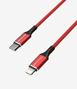 Кабель Breaking Nylon Type-C - Lightning 2m. .5V-20V/3.0A, до 60W (Красный) коробка (21415)