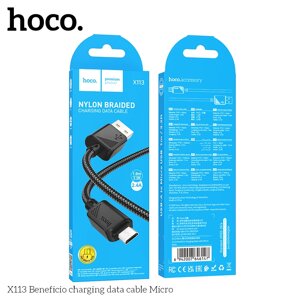 Кабель USB-MicroUSB Hoco X113 2,4A нейлон 1,0м Black д в Ростовской области от компании Медиамир