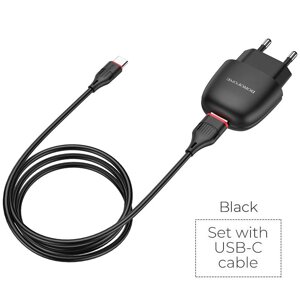 ЗУ Сетевое Borofon BA49A Vast power 1*USB , 2,1А, + Type-C cable, black