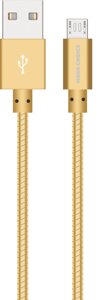 Кабель More choice USB - MicroUSB K31m 2.1A металл 1м + держатель для кабеля (Gold)