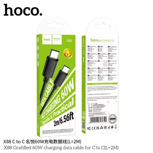 Кабель TypeC - TypeC Hoco X88aa Gratified ПВХ 3.0A PD 60W 2.0м Black д в Ростовской области от компании Медиамир
