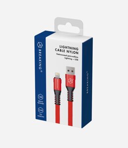 Кабель Breaking Nylon USB - Lightning 1m. (Красный) коробка (21412)