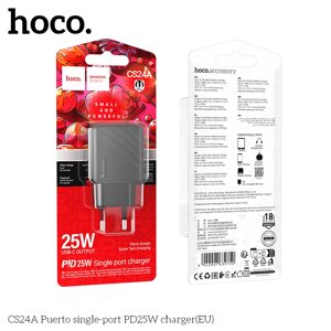 ЗУ Сетевое HOCO CS24A Puerto 1TypeC PD 25W быстрая зарядка Black