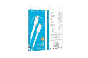 Кабель USB-TypeC Borofon BX89 2,4A ПВХ плоский 1м White Grey в Ростовской области от компании Медиамир