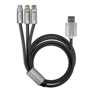 Кабель Smartbuy USB - 3 в 1 BOLD Micro+TypeC+Lightning черный СупТолст. 3А TPE 1m (IK-312QBOMB2-BLACK