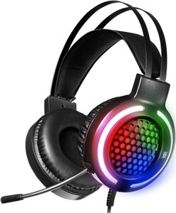 Гарнитура полноразмерная для ПК DEFENDER игровые Pyro черный, RGB, USB+2*3,5 провод 2 м (64590)