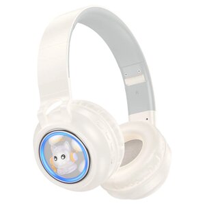 Гарнитура Bluetooth полноразмерная HOCO W50 Cute fun bluetooth 5.3, 400мАч складные Milky White