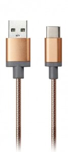 Кабель Smartbuy USB 2.0 - USB TYPE C, метал золото , длина 1 м (iK-3112gold met)/100