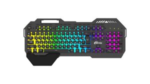 Клавиатура с подсветкой RITMIX RKB-220BL, ИГРОВАЯ, металл, съёмная подставка