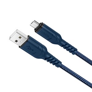 Кабель HOCO MicroUSB X59 Victory, 2.4A нейлон 1м Blue