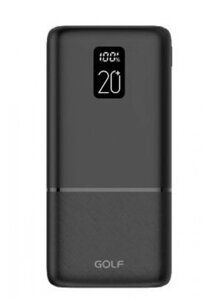 Внешний аккумулятор GOLF P20LCDPD20000 mAh/ LED/PD+QC3.0 Micro USB, Type-C/2 USB/5A,22.5W/ Black