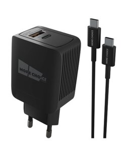 ЗУ сетевое More Choice NC71Sa Smart 1*USB+1*TypeC 3.0A PD 20W+QC3.0 быстр. зарядка + каб. TypeC (Black)