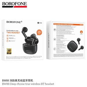 Гарнитура Bluetooth TWS Borofone BW88 300 мАч вкладиши Black