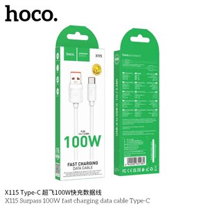 Кабель USB-TypeC Hoco X115  5.0A 100W ПВХ 1,0м White д в Ростовской области от компании Медиамир