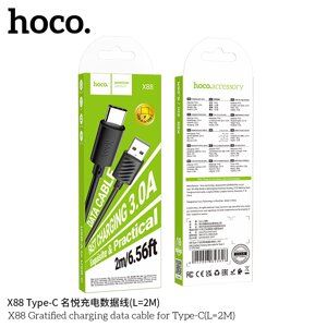 Кабель USB-TypeC Hoco X88 Gratified 3.0А ПВХ 2,0м Black д в Ростовской области от компании Медиамир