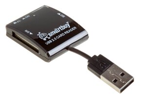 Картридер Smartbuy 713, USB 2.0 SD/microSD/MS/M2, черный (SBR-713-K)