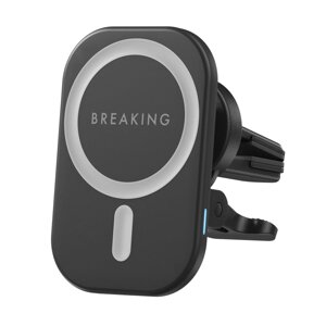Держатель автомобильный Breaking C12 MagSafe магнитный с БЗУ, на вент. рещ 15W (Черный) (26106)