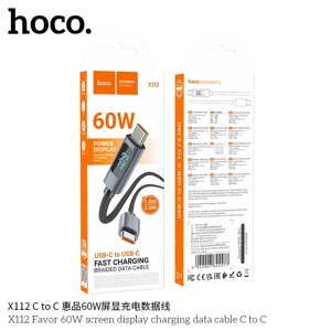 Кабель TypeC - TypeC Hoco X112aa 3.0A 60W LED экран 1.0м Black д в Ростовской области от компании Медиамир